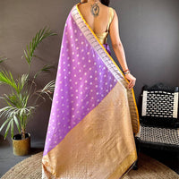 Lavender Kota Kora Meenakari Saree