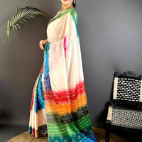 Stylish Chiffon Bandhej Swarovski Saree