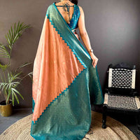 Peach Soft Katan Silk Saree