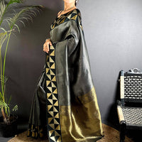 Black Sona Chandi Weave Katan Silk Saree