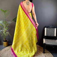 Radiant Yellow Tussar Chex Saree