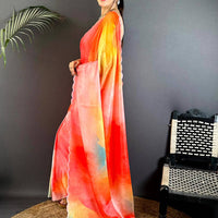 Majestic Freehand Abstract Chinnon Saree