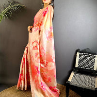 Classic Pink Soft Tussar Ghicha Saree
