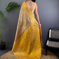 Blush Pink Golden Threadwork Dharmavaram Saree