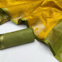 Yellow Pure Silk Bandhani Butti Saree