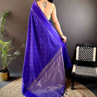 Royal Purple Soft Silk Kolam Print Saree