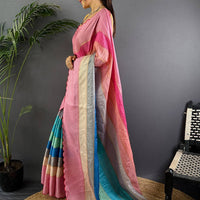 Soft Tussar Barbie Rainbow Saree