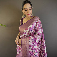 Radiant in Wine Floral Print Saree