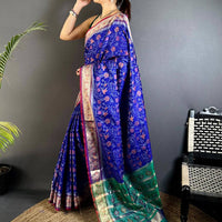 Purple Pochampally Double Ikkat Saree