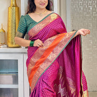 Wine Banarasi Silk Kanchi Zari Work Saree