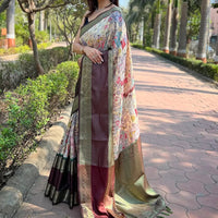 Light Green Colour Double Border Chex Weaving Banarasi Soft Silk Saree