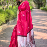 Rani Soft Silk Saree With Postar Weaving Zari Pallu