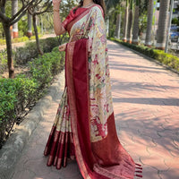 Pista Colour Double Border Chex Weaving Banarasi Soft Silk Saree