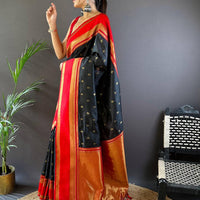 Premium Black Kanchi Rettepetta Sarees