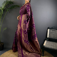 Regal Wine Banarasi Katan Silk Saree