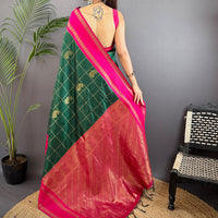 Intricate Paisley Silk Saree With Radiant Pink Pallu