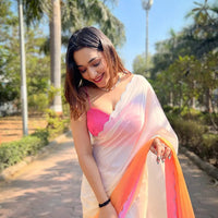 Pink Satin Georgette Saree
