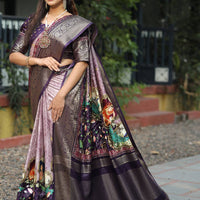 Pure Viscose Dola Silk Saree With Zari Weaving Pallu In Light Purple Colour - Luxe