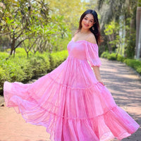 Rose Pink Floral Printed Dress