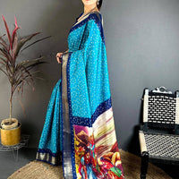 Aqua Bandhej Fusion Dola Print Saree