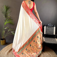 White Soft Silk Yevla Pathani Saree