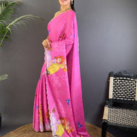 Radiance Barbie Digital Print Chinnon Saree