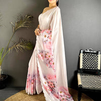 Classic Floral Print Chiffon Saree