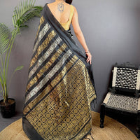 Black Soft Silk Sona Chandi Zari Weaving Saree