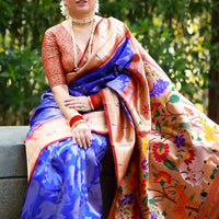 Sangeeta Renuke in Royal Blue Paithani Silk Pichwai Woven Saree