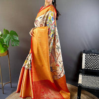 Cream Kanchi Kalamkari Elegance Saree
