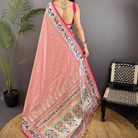 Baby Pink Soft Silk Paithani Meenakari Saree