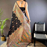 Black Ethnic Motif Silk Blend Saree