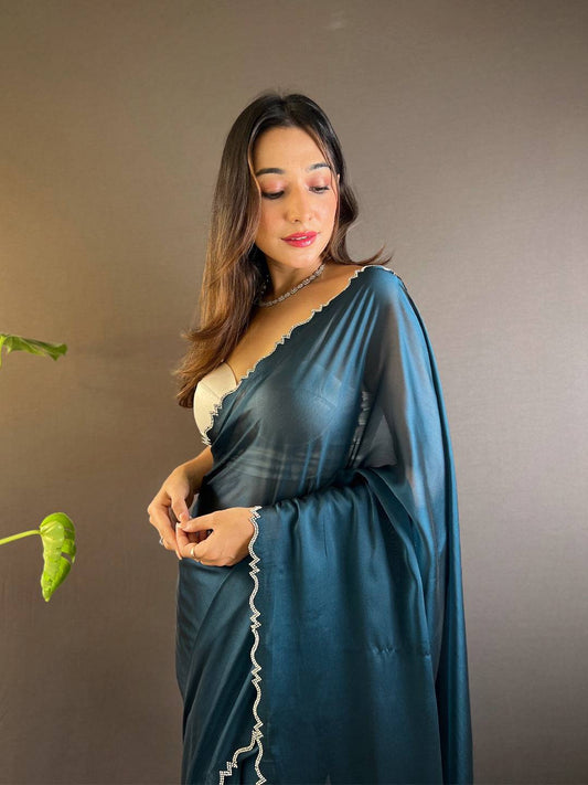 Teal Rangoli Silk Saree