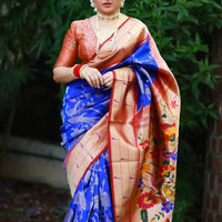 Sangeeta Renuke in Royal Blue Paithani Silk Pichwai Woven Saree