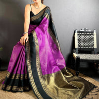 Magenta Banarasi Katan Silk Saree