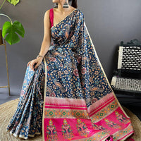 Navy Blue Elegance Gamthi Saree