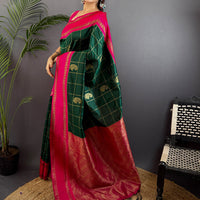 Intricate Paisley Silk Saree With Radiant Pink Pallu