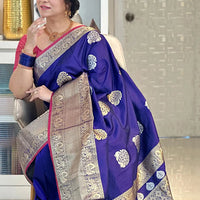 Purple Banarasi Silk Kanchi Zari Weaving Saree