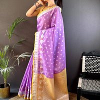 Lavender Kota Kora Meenakari Saree