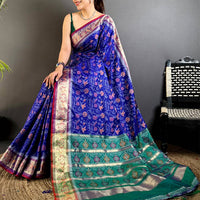 Purple Pochampally Double Ikkat Saree