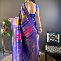 Regal Purple Stripes Banarasi Silk Saree