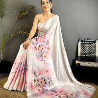 Classic Floral Print Chiffon Saree