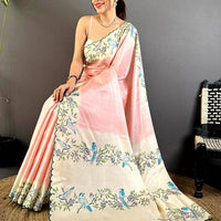 Elegant Tussar Cutwork Digital Saree