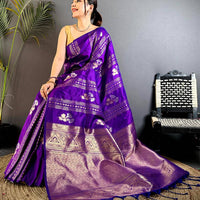 Purple Sona Chandi Striped Silk Saree