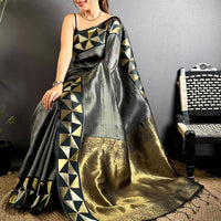 Black Sona Chandi Weave Katan Silk Saree