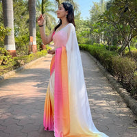 Pink Satin Georgette Saree