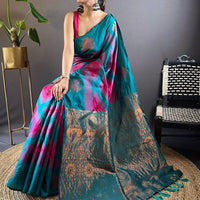 Rani Tussar Silk Ikkat Weaving Saree