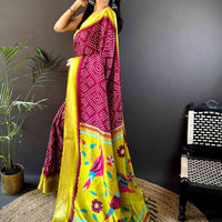 Pink Soft Manipuri Silk Bandhej Saree