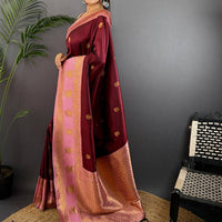 Brown Soft Gadwal Silk Saree
