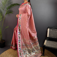Baby Pink Soft Silk Paithani Meenakari Saree